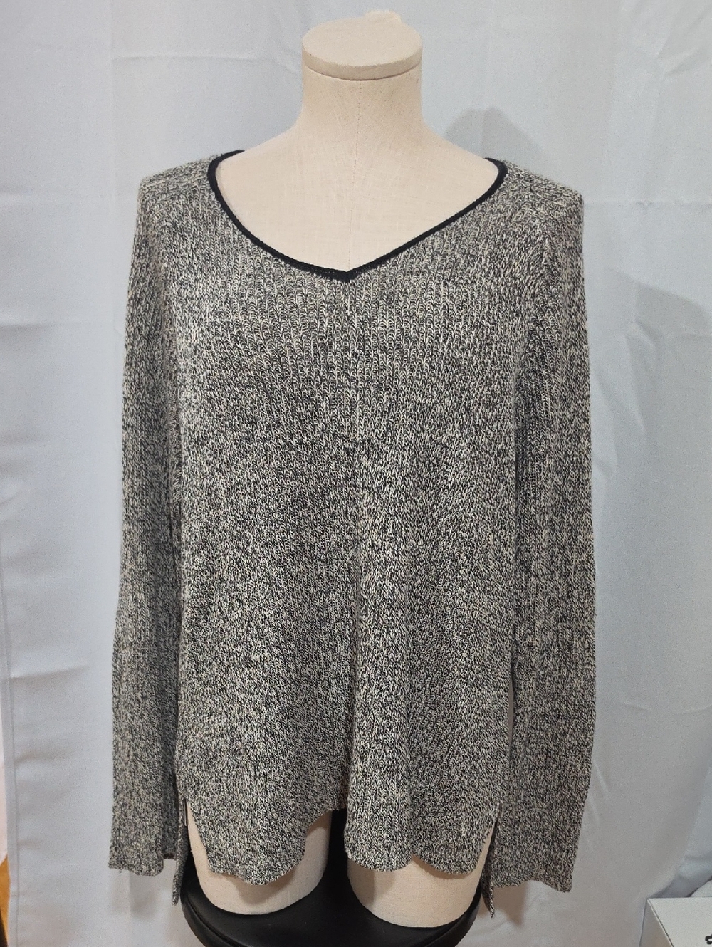 Eileen Fisher marled knit V-neck sweater